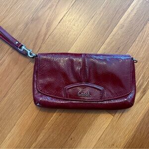 Coach Burgundy Leather Wristlet